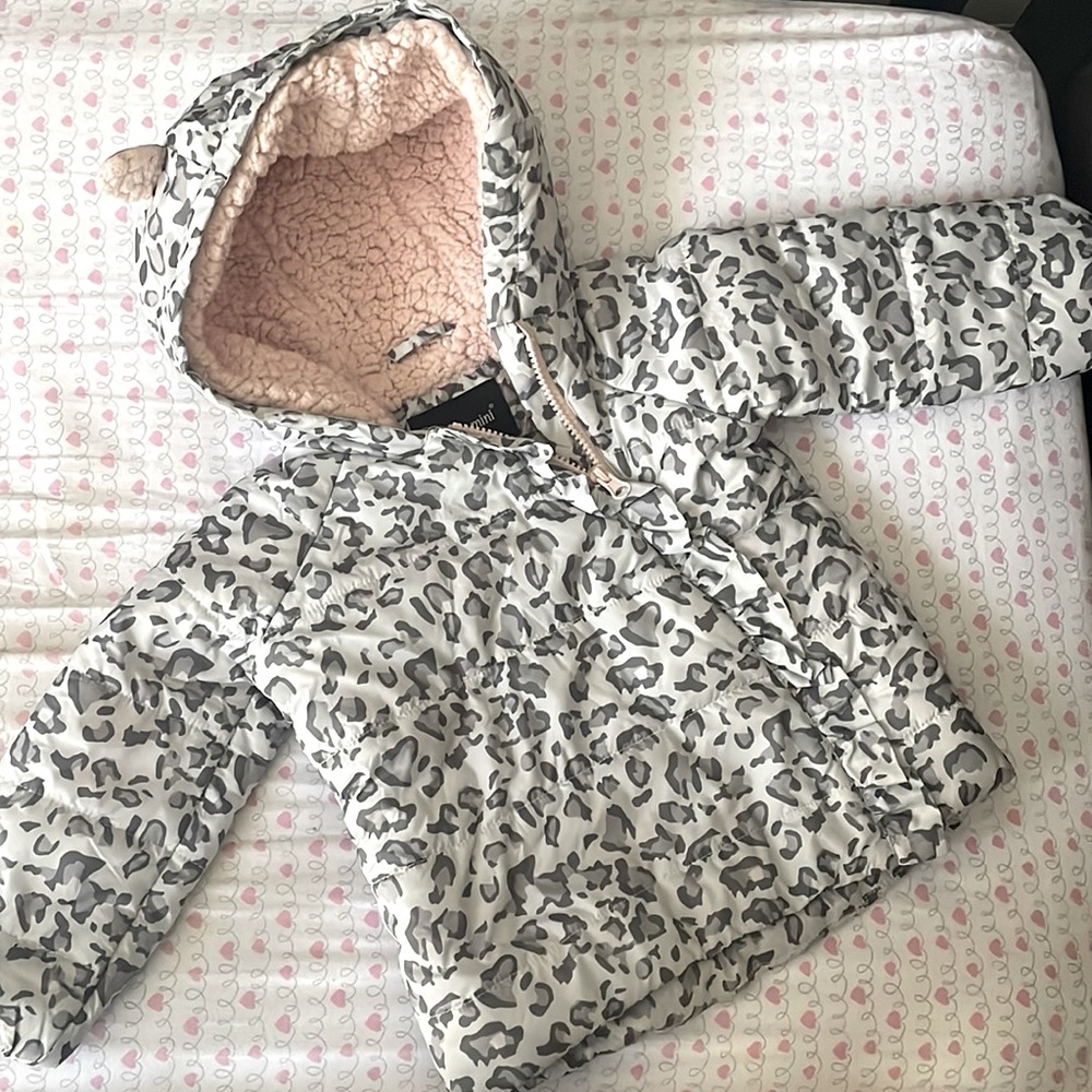 Girl's Me Jane Mini Gray Leopard Print Jacket W/ Ears Sz. 24 Months